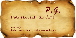 Petrikovich Girót névjegykártya
